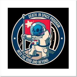 Skull Astronaut DEATH IN SPACE stripe Posters and Art